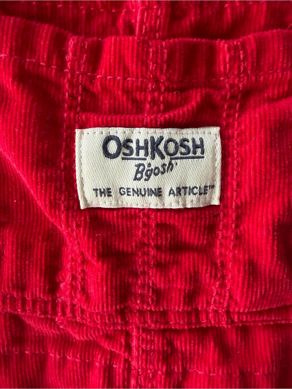 Vintage OshKosh B'gosh Vestbak Red Corduroy Overall Jumper Dress | Girls 24m - Picture 4 of 6